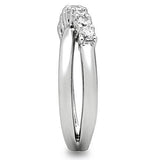 3W124 - Rhodium Brass Ring with AAA Grade CZ  in Clear - Alamode