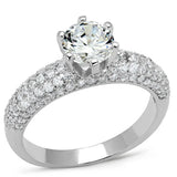 3W1253 - Rhodium Brass Ring with AAA Grade CZ in Clear - Alamode - Flyclothing LLC