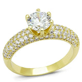 3W1255 - Gold Brass Ring with AAA Grade CZ in Clear - Alamode - Flyclothing LLC