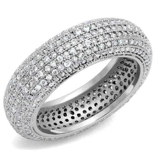 3W1273 - Rhodium Brass Ring with AAA Grade CZ in Clear - Alamode - Flyclothing LLC