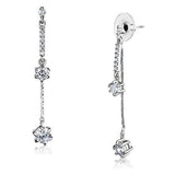 3W1277 - Rhodium Brass Earrings with AAA Grade CZ  in Clear - Alamode