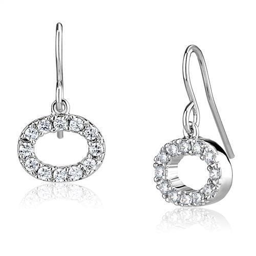 3W1278 - Rhodium Brass Earrings with AAA Grade CZ  in Clear - Alamode