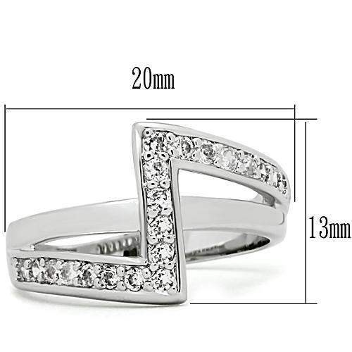 3W127 - Rhodium Brass Ring with AAA Grade CZ in Clear - Alamode - Flyclothing LLC