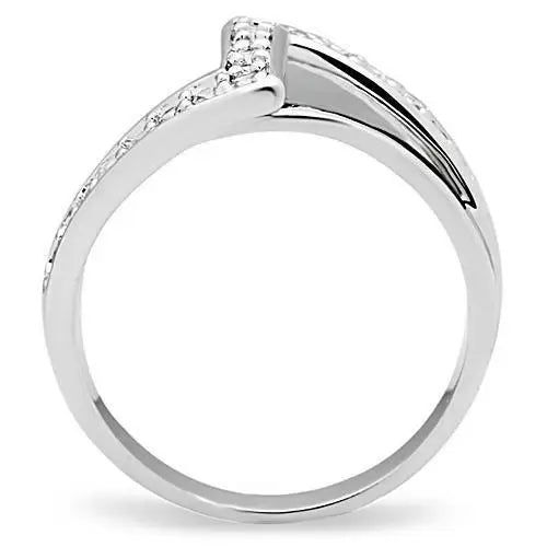 3W127 - Rhodium Brass Ring with AAA Grade CZ in Clear - Alamode - Flyclothing LLC