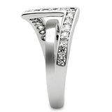3W127 - Rhodium Brass Ring with AAA Grade CZ  in Clear - Alamode