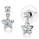 3W1284 - Rhodium Brass Earrings with AAA Grade CZ  in Clear - Alamode