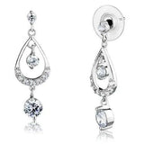 3W1286 - Rhodium Brass Earrings with AAA Grade CZ  in Clear - Alamode