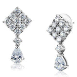 3W1288 - Rhodium Brass Earrings with AAA Grade CZ in Clear - Alamode - Flyclothing LLC