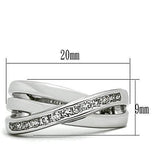 3W128 - Rhodium Brass Ring with AAA Grade CZ  in Clear - Alamode