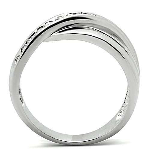 3W128 - Rhodium Brass Ring with AAA Grade CZ in Clear - Alamode - Flyclothing LLC
