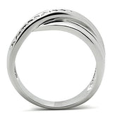 3W128 - Rhodium Brass Ring with AAA Grade CZ  in Clear - Alamode