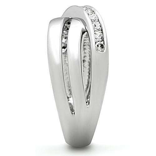 3W128 - Rhodium Brass Ring with AAA Grade CZ in Clear - Alamode - Flyclothing LLC