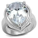 3W1305 - Rhodium Brass Ring with AAA Grade CZ  in Clear - Alamode