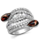 3W1307 - Rhodium Brass Ring with AAA Grade CZ  in Clear - Alamode