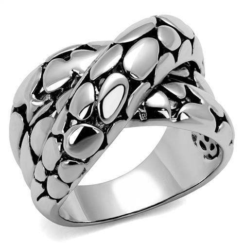 3W1308 - Rhodium Brass Ring with Epoxy in Jet - Alamode - Flyclothing LLC