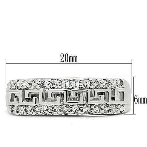 3W130 - Rhodium Brass Ring with AAA Grade CZ in Clear - Alamode - Flyclothing LLC