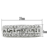3W130 - Rhodium Brass Ring with AAA Grade CZ  in Clear - Alamode