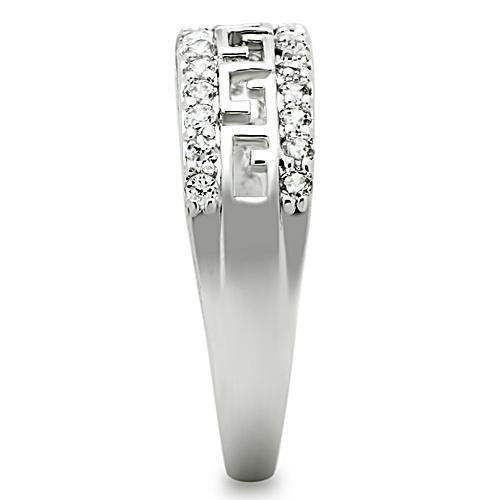 3W130 - Rhodium Brass Ring with AAA Grade CZ in Clear - Alamode - Flyclothing LLC