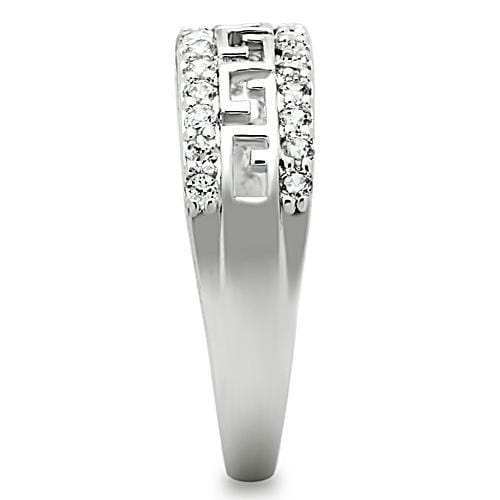 3W130 - Rhodium Brass Ring with AAA Grade CZ in Clear - Alamode - Flyclothing LLC