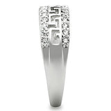 3W130 - Rhodium Brass Ring with AAA Grade CZ  in Clear - Alamode