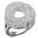 3W1319 - Rhodium Brass Ring with AAA Grade CZ  in Clear - Alamode