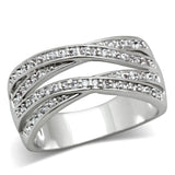 3W131 - Rhodium Brass Ring with AAA Grade CZ  in Clear - Alamode