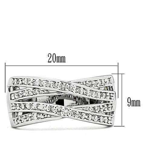 3W131 - Rhodium Brass Ring with AAA Grade CZ in Clear - Alamode - Flyclothing LLC