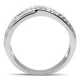 3W131 - Rhodium Brass Ring with AAA Grade CZ  in Clear - Alamode