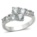 3W132 - Rhodium Brass Ring with AAA Grade CZ in Clear - Alamode - Flyclothing LLC
