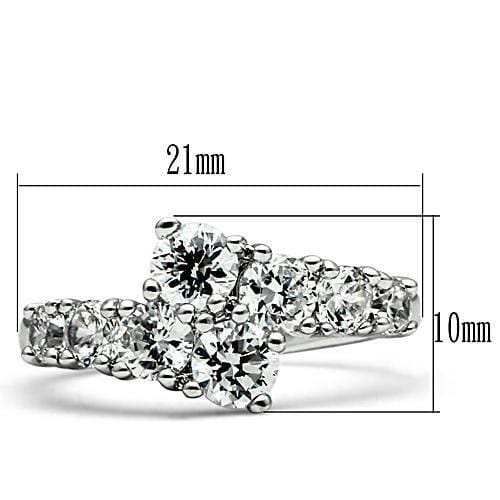 3W132 - Rhodium Brass Ring with AAA Grade CZ in Clear - Alamode - Flyclothing LLC