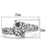 3W132 - Rhodium Brass Ring with AAA Grade CZ  in Clear - Alamode