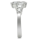 3W132 - Rhodium Brass Ring with AAA Grade CZ  in Clear - Alamode