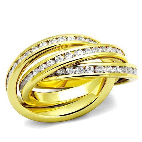 3W1330 - Gold Brass Ring with AAA Grade CZ in Clear - Alamode - Flyclothing LLC