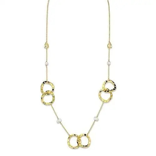 3W1335 - Gold Brass Necklace with AAA Grade CZ in Citrine Yellow - Alamode - Flyclothing LLC