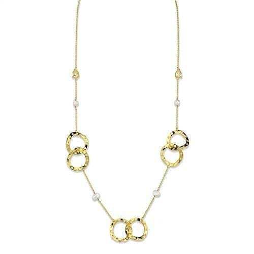 3W1335 - Gold Brass Necklace with AAA Grade CZ in Citrine Yellow - Alamode - Flyclothing LLC