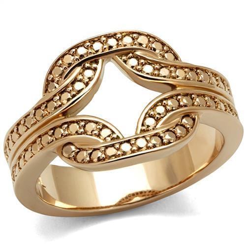 3W1336 - IP Rose Gold(Ion Plating) Brass Ring with AAA Grade CZ  in Metallic Light Gold - Alamode