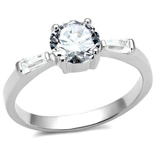 3W1339 - Rhodium Brass Ring with AAA Grade CZ in Clear - Alamode - Flyclothing LLC