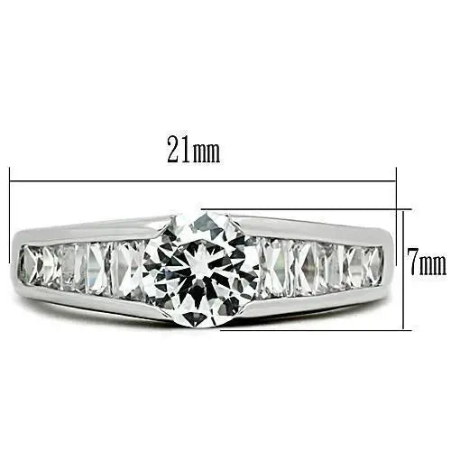 3W133 - Rhodium Brass Ring with AAA Grade CZ in Clear - Alamode - Flyclothing LLC