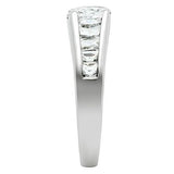 3W133 - Rhodium Brass Ring with AAA Grade CZ  in Clear - Alamode