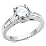 3W1341 - Rhodium Brass Ring with AAA Grade CZ  in Clear - Alamode