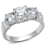 3W1343 - Rhodium Brass Ring with AAA Grade CZ  in Clear - Alamode