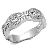 3W1345 - Rhodium Brass Ring with AAA Grade CZ  in Clear - Alamode