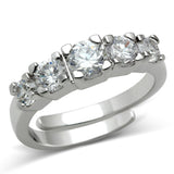 3W134 - Rhodium Brass Ring with AAA Grade CZ  in Clear - Alamode
