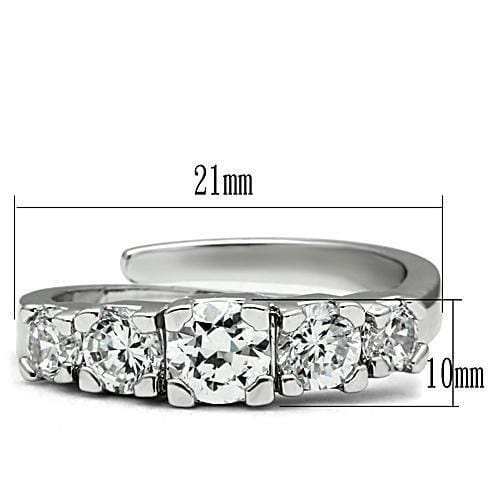 3W134 - Rhodium Brass Ring with AAA Grade CZ in Clear - Alamode - Flyclothing LLC