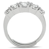 3W134 - Rhodium Brass Ring with AAA Grade CZ  in Clear - Alamode