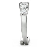 3W134 - Rhodium Brass Ring with AAA Grade CZ in Clear - Alamode - Flyclothing LLC