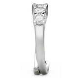 3W134 - Rhodium Brass Ring with AAA Grade CZ  in Clear - Alamode