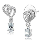 3W1355 - Rhodium Brass Earrings with AAA Grade CZ  in Clear - Alamode