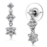 3W1357 - Rhodium Brass Earrings with AAA Grade CZ  in Clear - Alamode