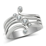 3W135 - Rhodium Brass Ring with AAA Grade CZ  in Clear - Alamode